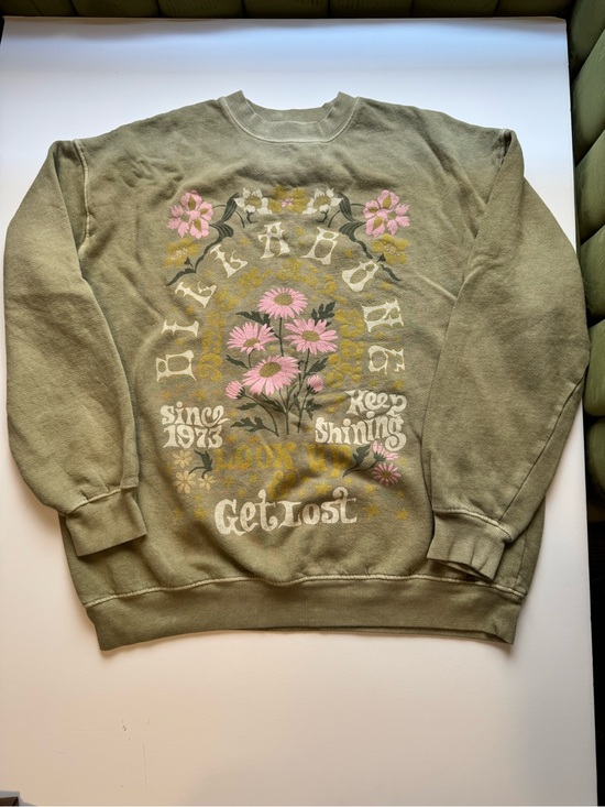 Billabong Tops - Billabong Olive Green Floral Graphic Crew Sweatshirt